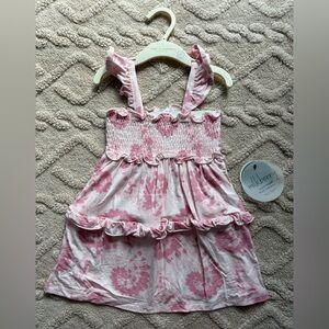 NWT Girls 18M Milkberry Dress - Pink Tie Dye Sleeveless Bamboo Dress W/ Ruffles